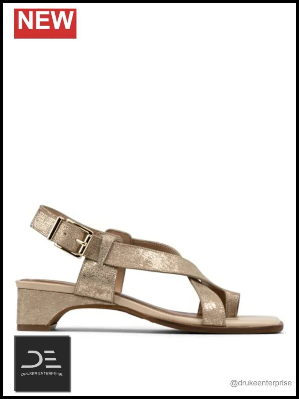 Metallic Leather Gladiator Wedge Sandal with Memory Foam Insole & Buckle
